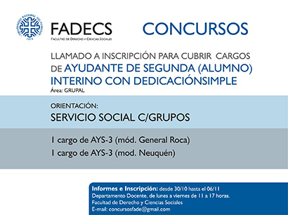 CONCURSO DE AYUDANTE ALUMNO EN LA FADECS